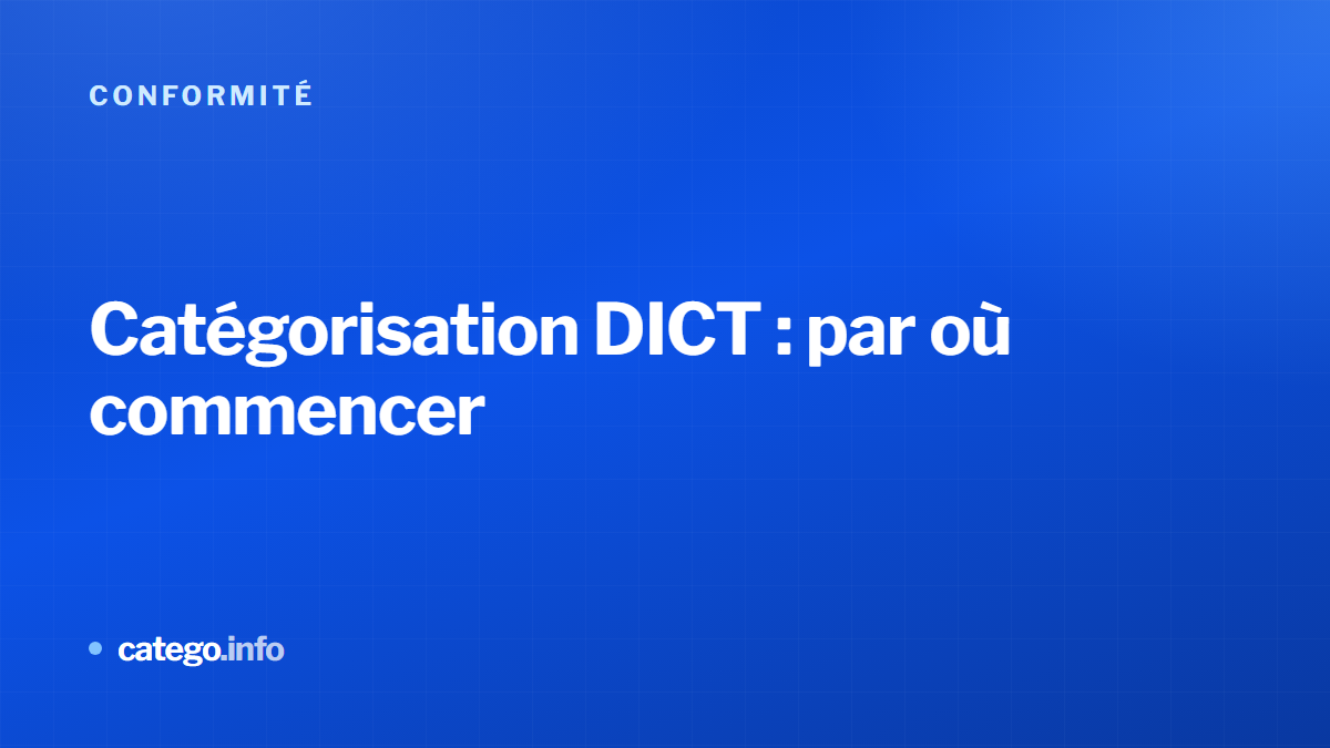 Catégorisation DICT : par où commencer